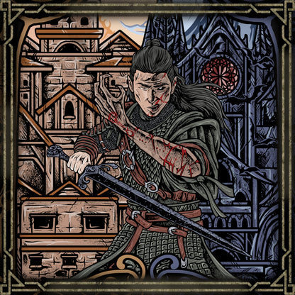 Artwork of Coen the Cursed Dawnwalker. Once an ordinary man, Coen's life is forever changed when he becomes the Dawnwalker—a being who walks the line between humanity and vampirism. By day, he fights with sword in hand and the resolve of a protector. By night, the curse awakens, granting terrifying supernatural power while constantly testing his humanity. Every battle is a choice between the man he was and the monster he could become.