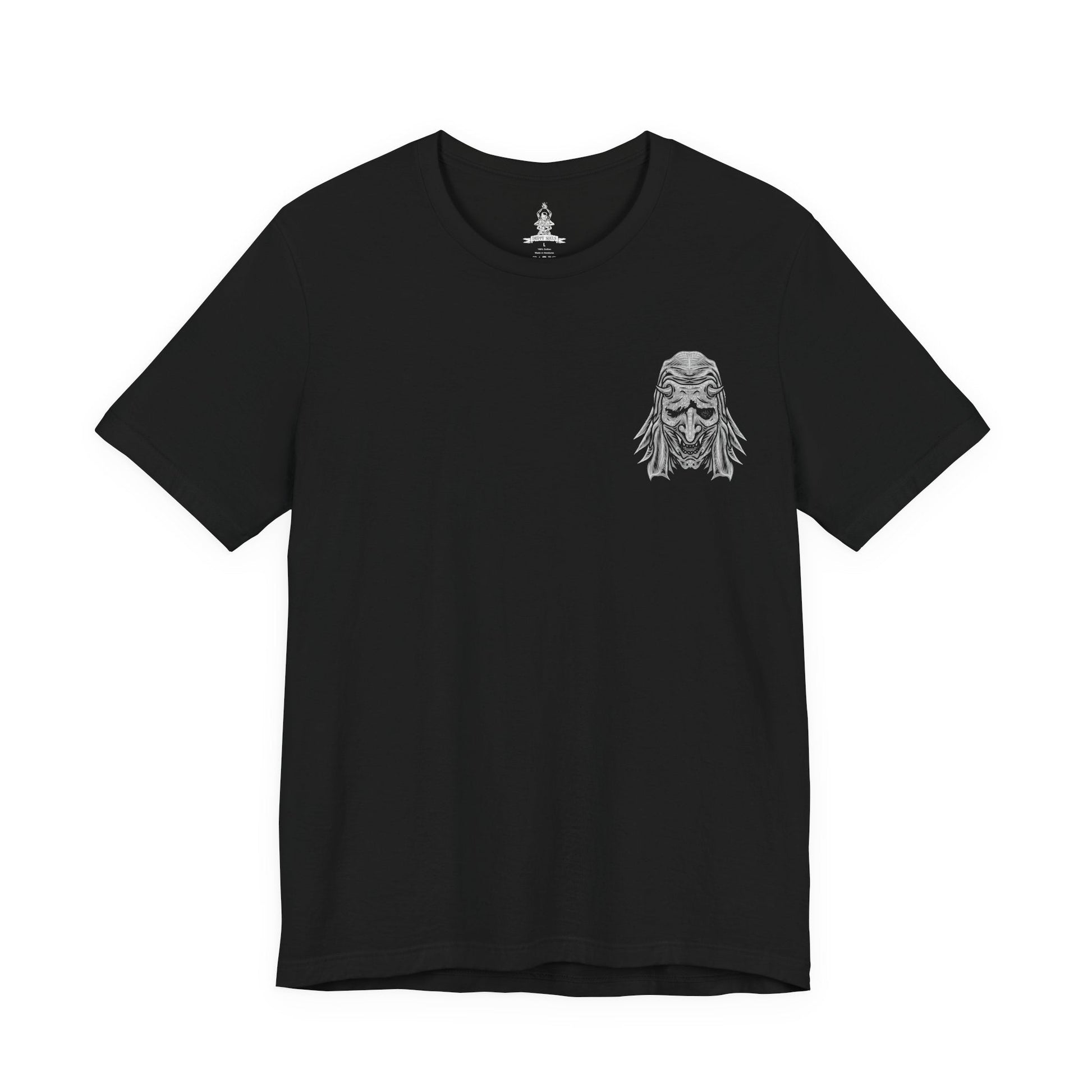 Image 4 of a T-shirt artwork depicting the Corrupted Monk’s spectral form torn open to reveal the centipede controlling her corpse. Rotting armor, broken prayer beads, and drifting incense surround the scene as the parasite coils through bone and sinew. This design reflects the blasphemous pursuit of immortality, the corruption of sacred vows, and the nightmarish consequences of defying death in Sekiro’s mythos.