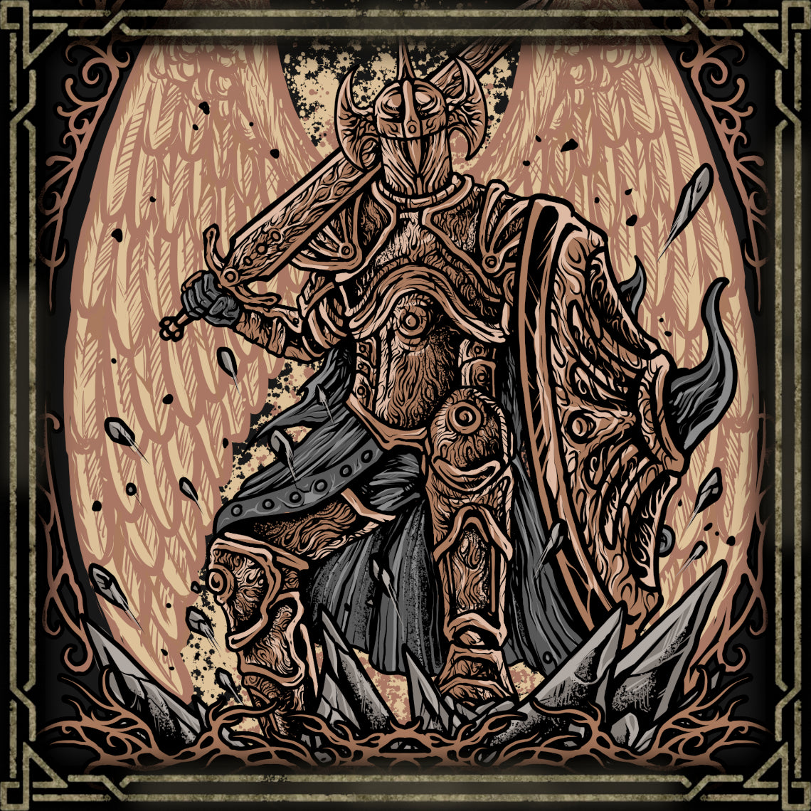 Artwork of Crucible Knight Ordovis. Ordovis was one of the most renowned Crucible Knights, warriors who served Godfrey, the First Elden Lord, during the earliest age of the Erdtree. Bearing the Golden Crucible Tree armor and wielding Ordovis's Greatsword, he represents the ancient power of the Crucible before its aspects became increasingly shunned. His immense skill and disciplined combat style make him a formidable guardian of the old order.
