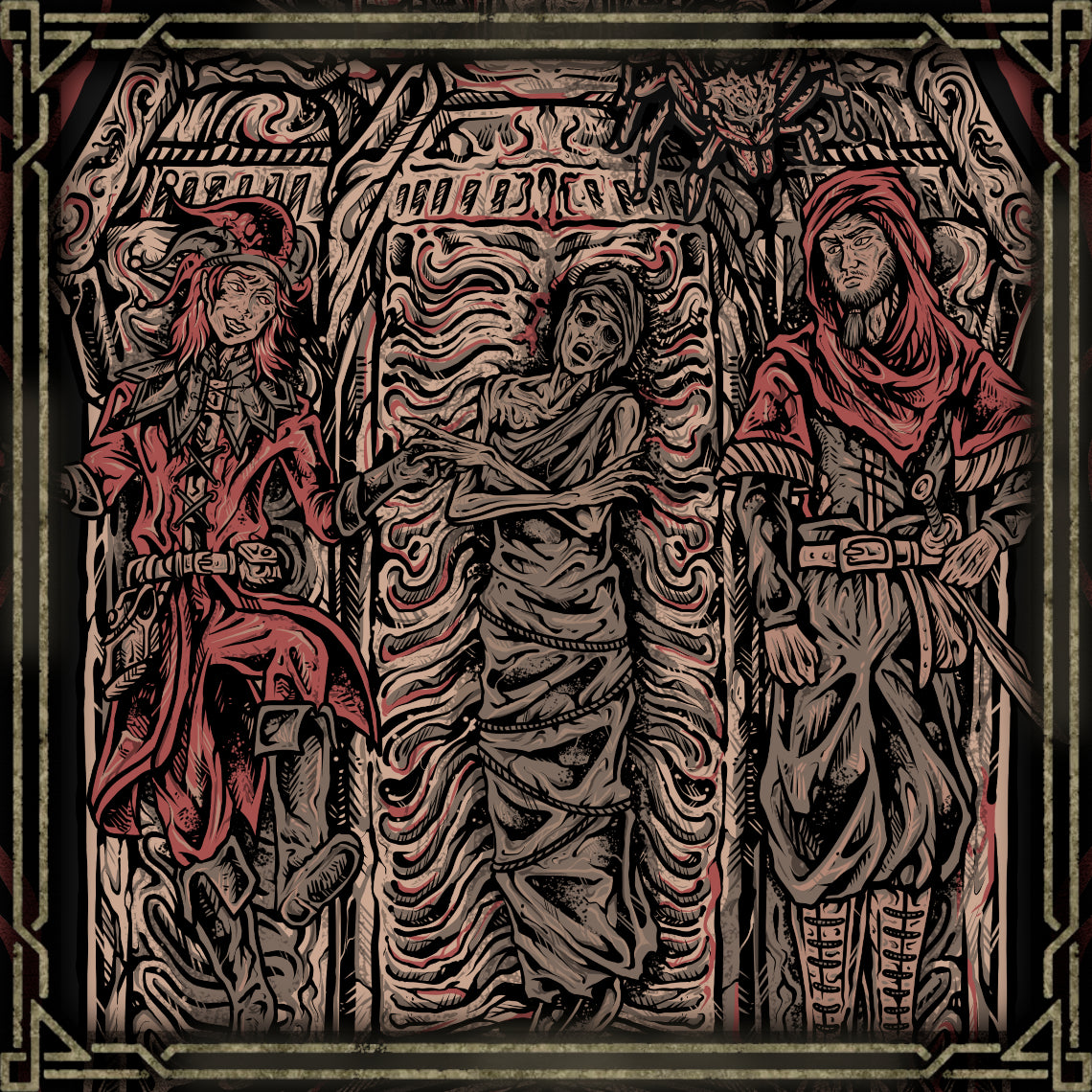 Wallpaper of Dark Brotherhood. In The Elder Scrolls V: Skyrim, the Dark Brotherhood stands as a cult of murder and fate. Guided by the whispers of the Night Mother, they perform the Black Sacrament, binding their blades to Sithis’ dark will. Their crimson handprint marks their legacy — a silent promise that death always comes to those chosen by shadow.