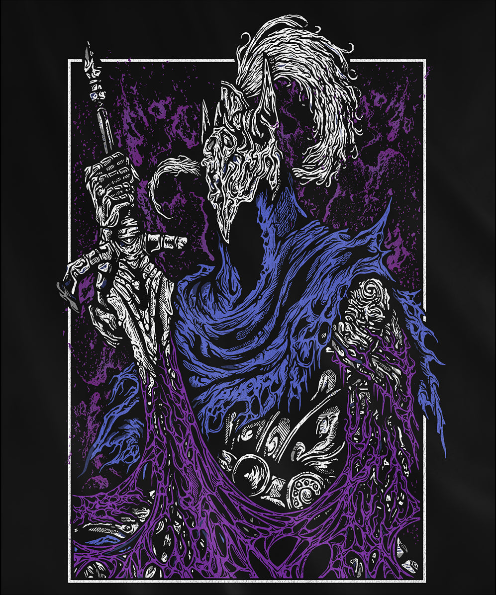 Design used for a Hooded Sweatshirt featuring Artorias the Abysswalker from Dark Souls in a grim design, showcasing his iconic armor and tragic struggle against the Abyss, perfect for fans of this legendary knight and his heartbreaking journey.