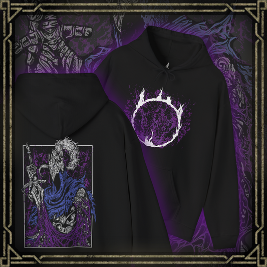 Thumbnail of a Hooded Sweatshirt featuring Artorias the Abysswalker from Dark Souls in a grim design, showcasing his iconic armor and tragic struggle against the Abyss, perfect for fans of this legendary knight and his heartbreaking journey.