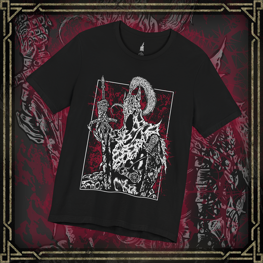 Thumbnail of a T-shirt featuring Artorias the Abysswalker from Dark Souls in a gritty design, capturing his battle-worn appearance and fierce determination, perfect for fans who admire his tragic heroism and legendary struggle against the Abyss.