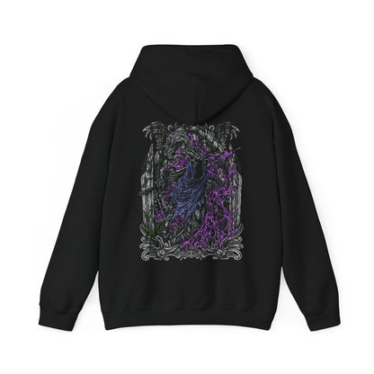 Image 5 of a Hooded Sweatshirt showcasing Artorias the Abysswalker, the legendary knight from Dark Souls who ventured into the Abyss to halt its spread. Twisted by its corruption yet still driven by purpose, Artorias wields his massive greatsword with unmatched ferocity. The design highlights his torn armor and feral energy—an eternal symbol of fallen heroism and a fan-favorite figure of the series’ darkest lore.
