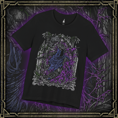 Thumbnail of a T-shirt featuring Artorias the Abysswalker from Dark Souls, the fallen knight who dared to challenge the Abyss alone. Once a noble warrior and one of Gwyn’s Four Knights, Artorias became corrupted in his doomed quest to save Oolacile. This design captures his shattered arm, tattered cape, and relentless stance—honoring his tragic sacrifice and unbreakable will in the face of eternal darkness.