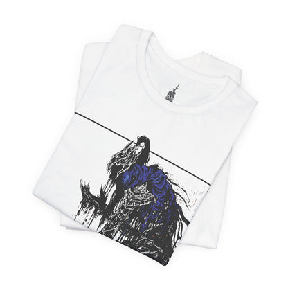 Folded T-shirt featuring Artorias the Abysswalker from Dark Souls, showcasing detailed artwork of the legendary character, perfect for fans who admire the dark and intense nature of this iconic character.