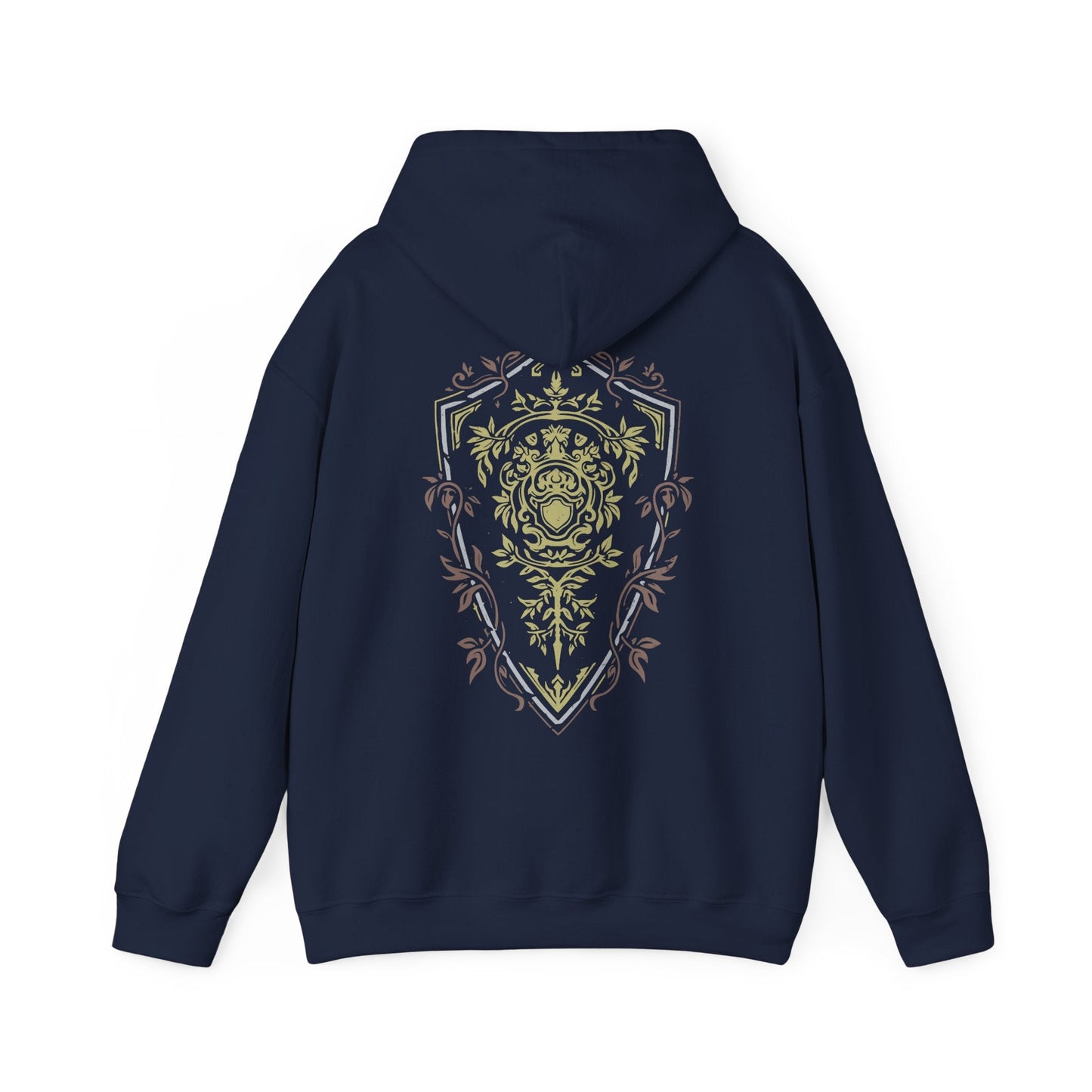 Image 5 of a Hooded Sweatshirt featuring an Elite Knight-inspired design from Dark Souls, adorned with intricate armor details that highlight the timeless look of this iconic set. Ideal for fans who appreciate classic armor and the enduring spirit of the undead journey.