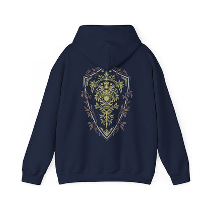Image 5 of a Hooded Sweatshirt featuring an Elite Knight-inspired design from Dark Souls, adorned with intricate armor details that highlight the timeless look of this iconic set. Ideal for fans who appreciate classic armor and the enduring spirit of the undead journey.
