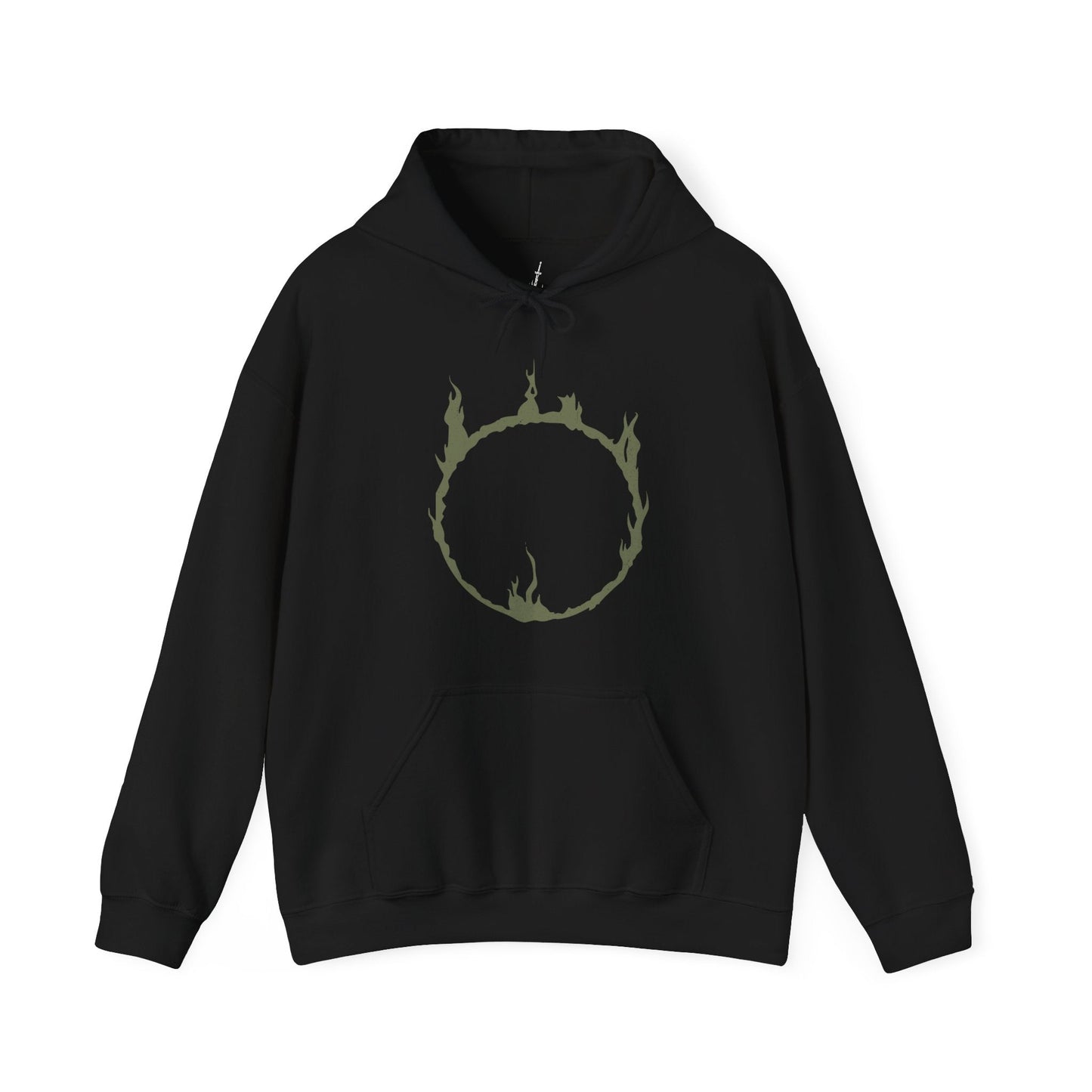 Image 4 of a Hooded Sweatshirt featuring the Black Knight from Dark Souls, the silent guardians who stand as relics of an age of fire long past. Their blackened armor and devastating weapons speak of ancient glory consumed by flame. This design honors their unending duty, capturing the melancholy and might of one of the series’ most iconic foes.