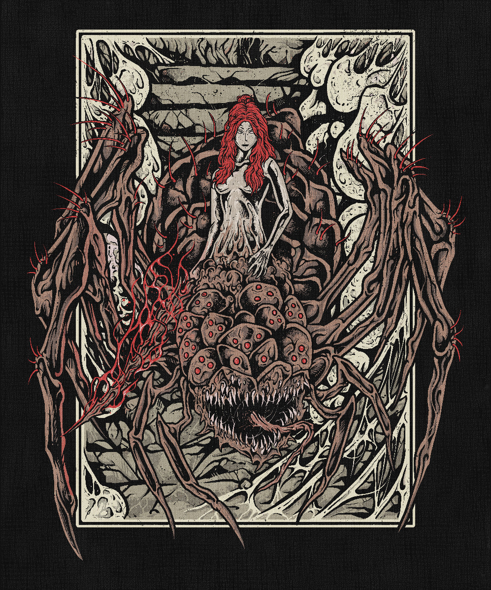 Wallpaper of Dark Souls Chaos Witch Queelag. Deep in Blighttown, the Chaos Witch Quelaag stands as both guardian and executioner. Cursed by her mother’s failed Flame of Chaos, her monstrous form hides devotion to her dying sister. The Tarnished must defeat her to progress, but her story reveals sacrifice within monstrosity.