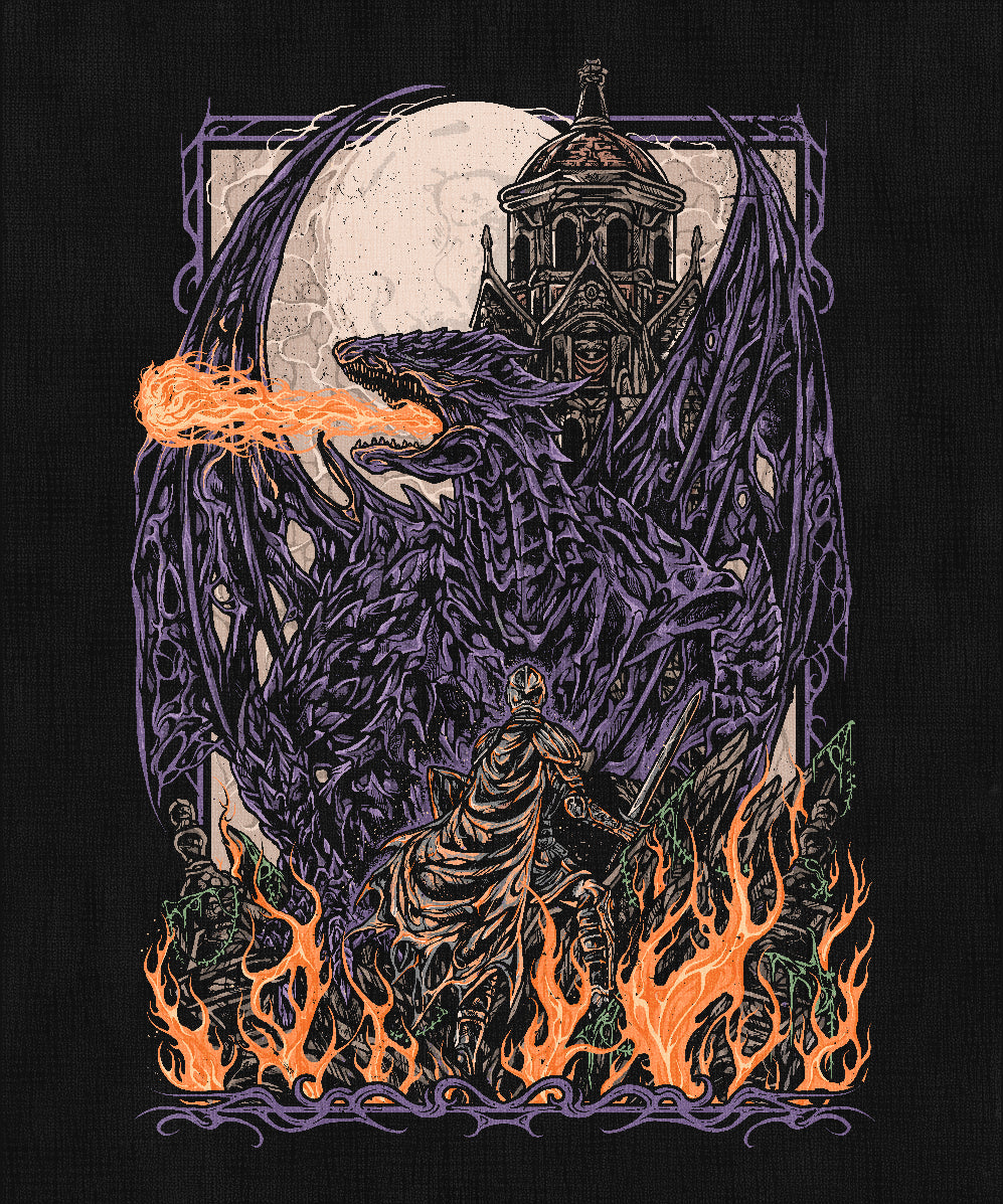 Concept Art of Dark Souls Darkeater Midir. Midir, the Darkeater, was tasked by the gods to devour the Abyss wherever it took root. His endless war led to slow corruption, turning him into a monstrous shadow of his former self. Deep beneath the Ringed City, he awaits challengers—both protector and prisoner of the darkness.