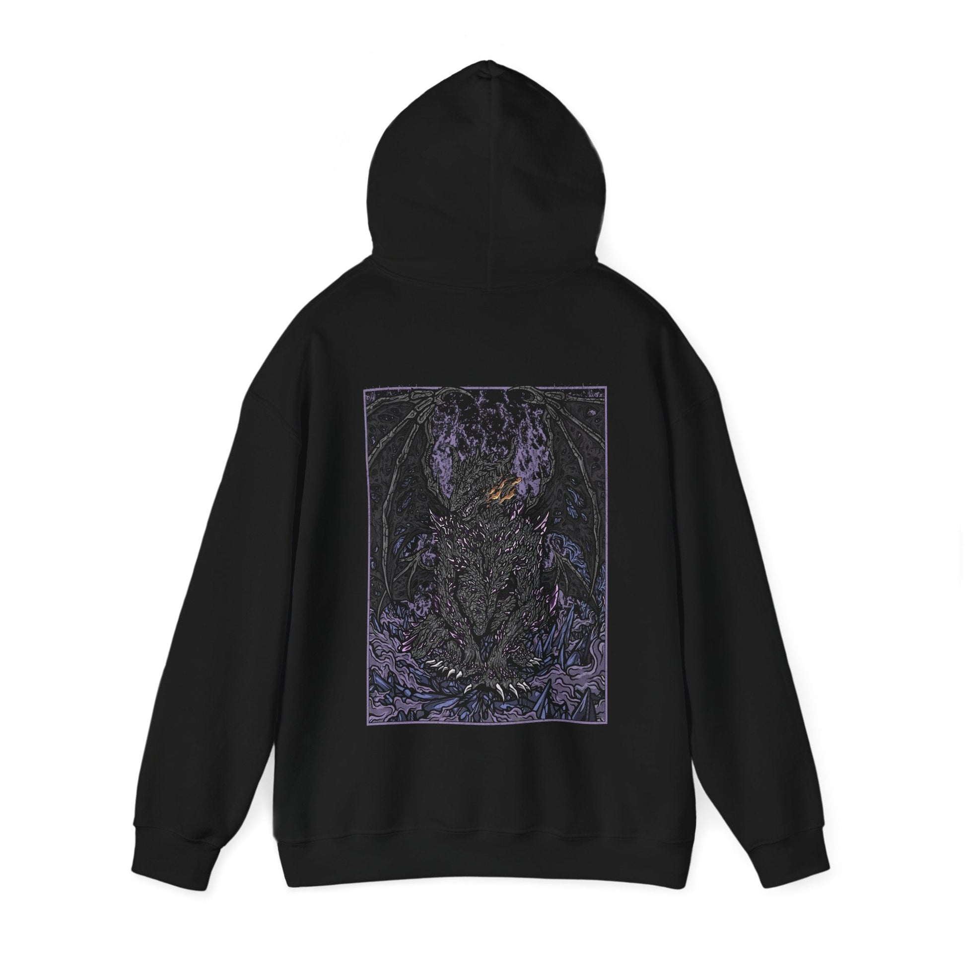 Image number 4 of a Hooded Sweatshirt featuring Darkeater Midir from Dark Souls, showcasing the fearsome dragon’s dark and imposing figure, ideal for fans who respect the legendary guardian and his role in consuming the abyss.