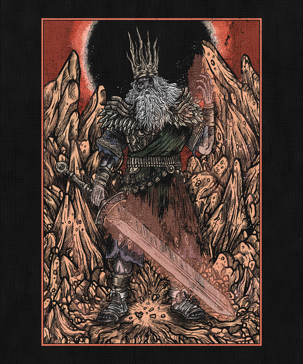 Artwork of Dark Souls Gwyn Lord of Cinder Grim. Gwyn, Lord of Cinder, is the legendary god who linked the First Flame, ushering in the Age of Fire in Dark Souls. Once a mighty ruler and lightning-wielding warrior, Gwyn sacrificed his soul to preserve the fading flame, becoming a hollowed shell of his former glory and the game’s final boss.
