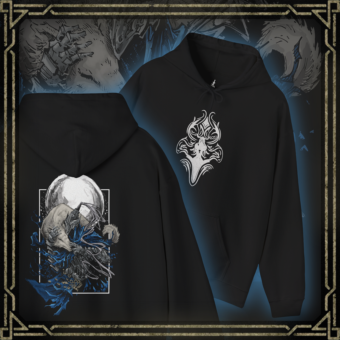 Thumbnail of a Hooded Sweatshirt featuring Knight Artorias and his loyal companion Grey Wolf Sif from Dark Souls, capturing their legendary bond and heroic presence, perfect for fans who honor this iconic duo and their tragic story.