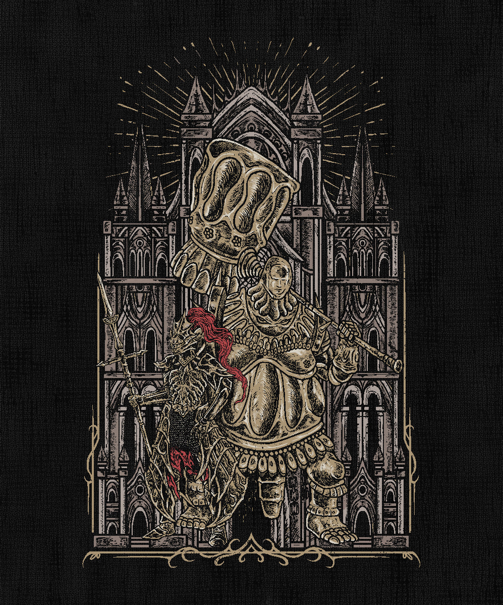 Concept Art of Dark Souls Ornstein and Smough Anor Londo. Ornstein, clad in golden lightning armor, and Smough, the brutal Executioner, guard Anor Londo with lethal precision. Their pairing tests every Chosen Undead who dares to ascend, combining speed, power, and relentless aggression. Defeating them not only opens the path to Gwyn’s domain but cements their legacy as one of the series’ most memorable duos.