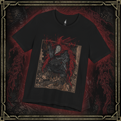 Thumbnail of a T-shirt featuring Slave Knight Gael from Dark Souls 3 in a grim design, capturing his battle-worn appearance and relentless pursuit of the Dark Soul, perfect for fans who appreciate his tragic journey and pivotal role in the final chapters of the Dark Souls saga.