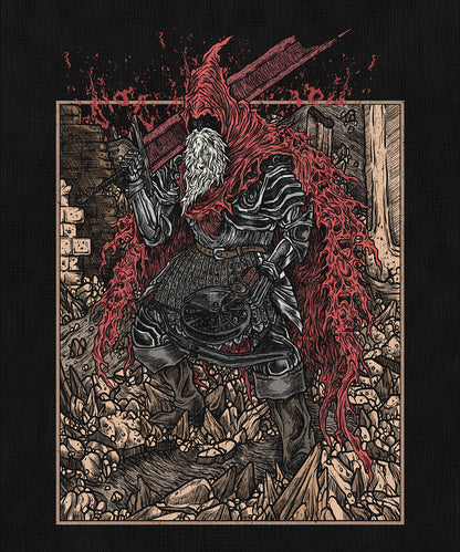 Wallpaper of Dark Souls Slave Knight Gael Grim. In Dark Souls 3, Slave Knight Gael is a relentless warrior who sacrifices everything to find the Dark Soul. Loyal to the Painter, he traverses the Ringed City, only to be corrupted by the very power he seeks. His boss fight is a climactic end to the series, rich with lore, sorrow, and brutal intensity.