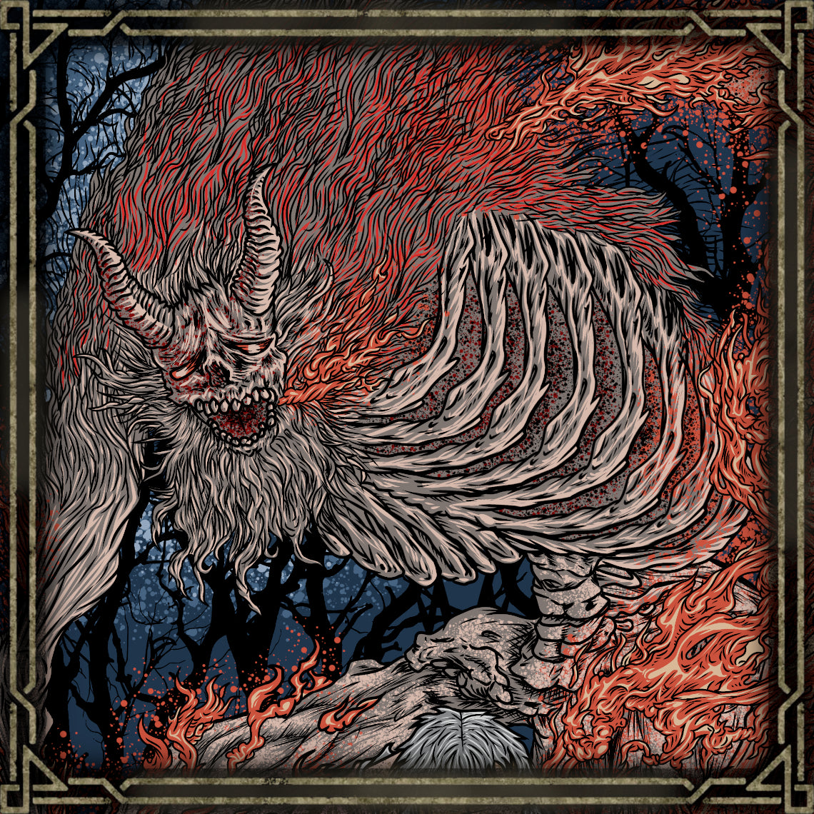 Artwork of Demon of Hatred. The Demon of Hatred is the final, horrific transformation of the Sculptor, a former shinobi who once teetered on becoming Shura — a being consumed by bloodlust. Saved by Isshin Ashina, he later becomes a reclusive carver of Buddha statues, yet hatred festers within him. When war engulfs Ashina, that rage erupts into demonic flame, creating Sekiro’s most tragic monster.