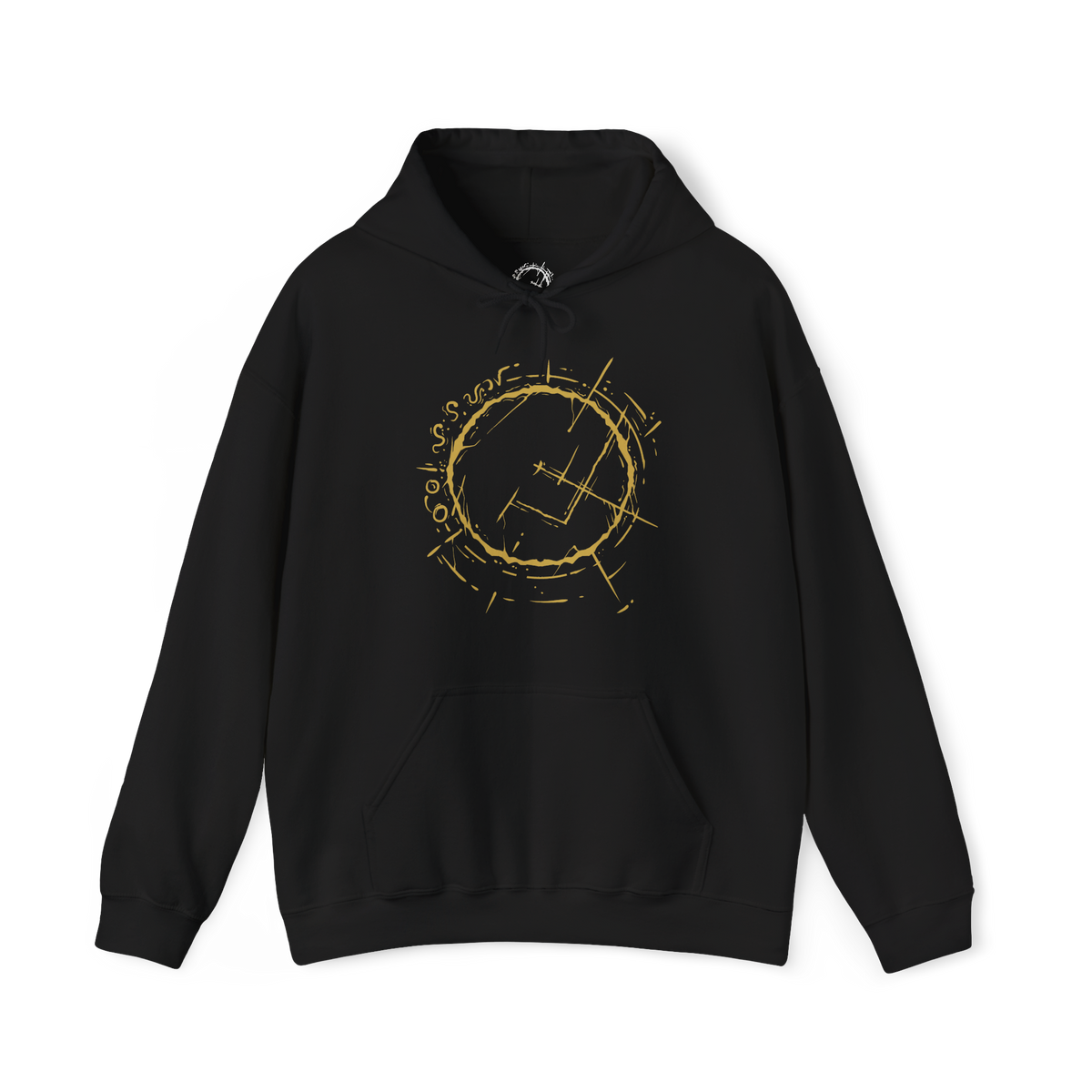 Image 4 of a Demon's Souls hooded sweatshirt featuring the Maiden in Black and a nameless knight in the Nexus, showcasing haunting dark fantasy artwork inspired by Boletaria, the Slayer of Demons, and the mysterious sanctuary from FromSoftware's iconic game.