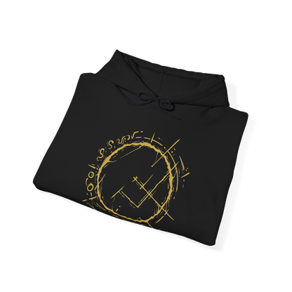 Image 6 of a Demon's Souls hooded sweatshirt featuring the Maiden in Black and a nameless knight in the Nexus, showcasing haunting dark fantasy artwork inspired by Boletaria, the Slayer of Demons, and the mysterious sanctuary from FromSoftware's iconic game.