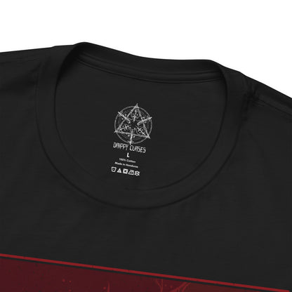 Folded T-Shirt design of Dante from Devil May Cry 5, standing amid a storm of demonic energy with Rebellion in hand and Ebony & Ivory at the ready. His iconic red coat flows through the chaos as embers and hellish power surround him. The design captures Dante’s cocky confidence, unmatched combat skill, and relentless role as a demon hunter facing the forces of the underworld.