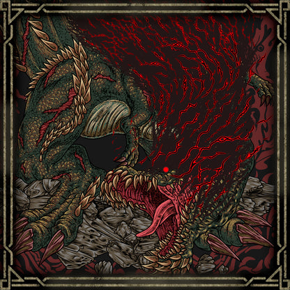 Artwork of Deviljho the World Eater. Savage Deviljho is the enraged, hyper-aggressive form of Deviljho in the Monster Hunter. Driven by insatiable hunger, it releases volatile dragon energy from its body, amplifying its already devastating attacks. This variant represents pure chaos, roaming ecosystems and consuming anything in its path.