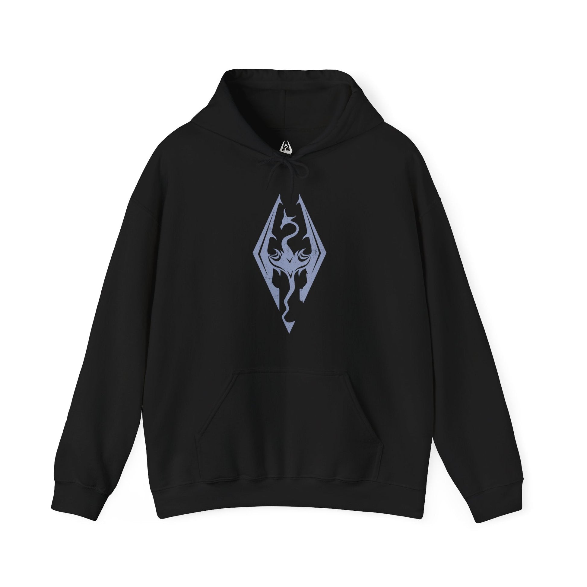 Image 4 of a Hooded Sweatshirt featuring the Dovahkiin from Skyrim, the mortal born with the soul of a dragon and the voice that shakes mountains. From the peaks of High Hrothgar to the depths of Blackreach, the Dragonborn’s journey shapes the fate of Nirn. This design honors their mythic legacy—where ancient prophecy and raw power collide under the watchful gaze of the dov.