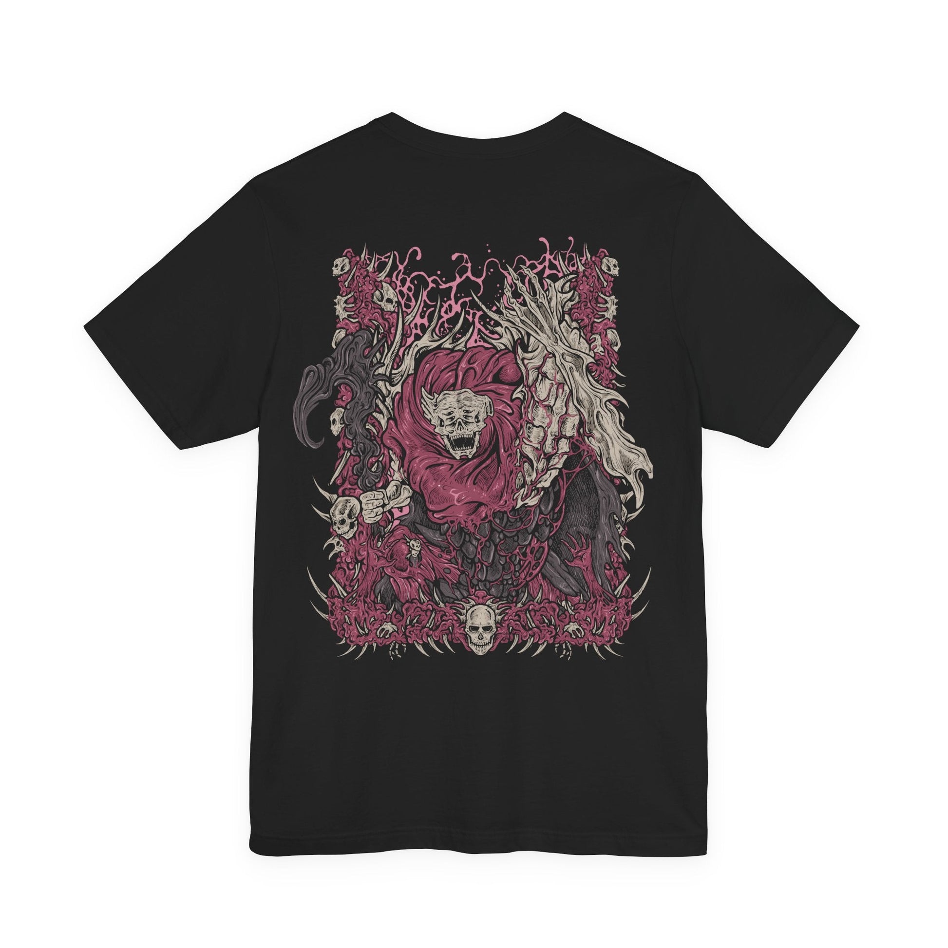 Image 5 of a T-Shirt design of Dreglord from Elden Ring Nightreign, a monstrous congregation of corpses and refuse bound together by a shared hatred that refuses to fade. The creature looms amidst a desolate battlefield, its many limbs and broken remains twisting through clouds of dust and decay. The design embodies Dreglord's terrifying resilience, collective will, and status as one of Nightreign's most disturbing horrors.