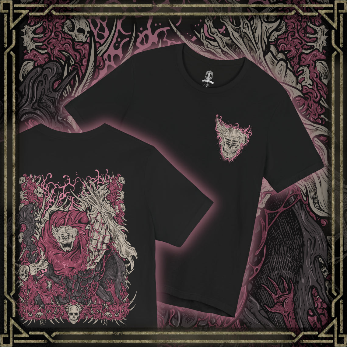 Thumbnail of a T-Shirt design of Dreglord from Elden Ring Nightreign, a monstrous congregation of corpses and refuse bound together by a shared hatred that refuses to fade. The creature looms amidst a desolate battlefield, its many limbs and broken remains twisting through clouds of dust and decay. The design embodies Dreglord's terrifying resilience, collective will, and status as one of Nightreign's most disturbing horrors.