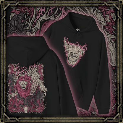 Thumbnail of a Hooded Sweatshirt design of Dreglord from Elden Ring Nightreign, an immense mound of flesh, skeletal remains, and discarded debris animated by an obsessive determination to endure. Its grotesque silhouette rises from the darkness as fragments of countless fallen beings merge into a single unstoppable entity. The design highlights Dreglord's eerie immortality, communal resentment, and grotesque nature beyond all known forms of life.