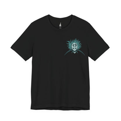 Image 3 of a Black T-shirt featuring Astel, Naturalborn of the Void from Elden Ring, a cosmic horror born from a void beyond time. With a skull-like insectoid face, celestial tendrils, and radiant stardust, Astel is a grotesque beauty of outer space. This design captures its haunting majesty and unfathomable alien presence deep beneath the Lands Between.