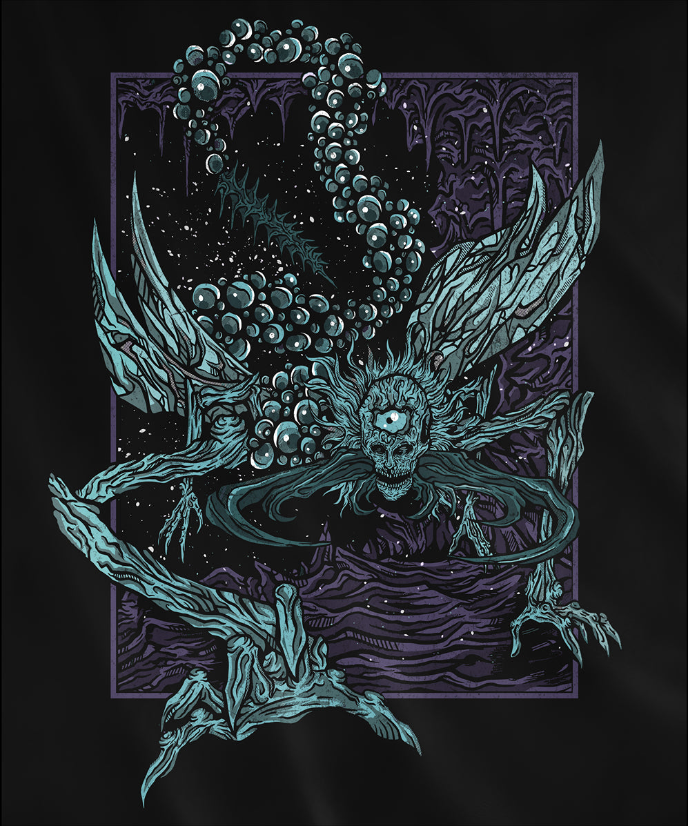 Design used for a Hooded Sweatshirt featuring Astel, Naturalborn of the Void from Elden Ring in a grim design, showcasing the cosmic and eerie creature with its otherworldly appearance, perfect for fans drawn to the dark mysteries of the Lands Between.