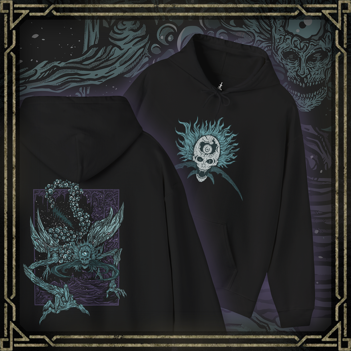 Thumbnail of a Hooded Sweatshirt featuring Astel, Naturalborn of the Void from Elden Ring in a grim design, showcasing the cosmic and eerie creature with its otherworldly appearance, perfect for fans drawn to the dark mysteries of the Lands Between.