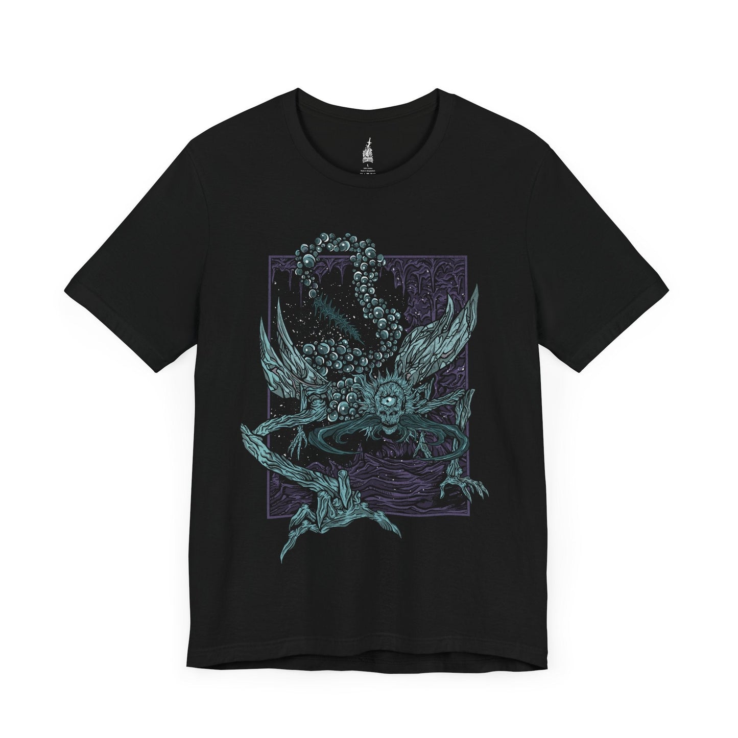 Image number 3 of a Black T-shirt featuring Astel, Naturalborn of the Void from Elden Ring in a grim design, showcasing the cosmic and eerie creature with its otherworldly appearance, perfect for fans drawn to the dark mysteries of the Lands Between.