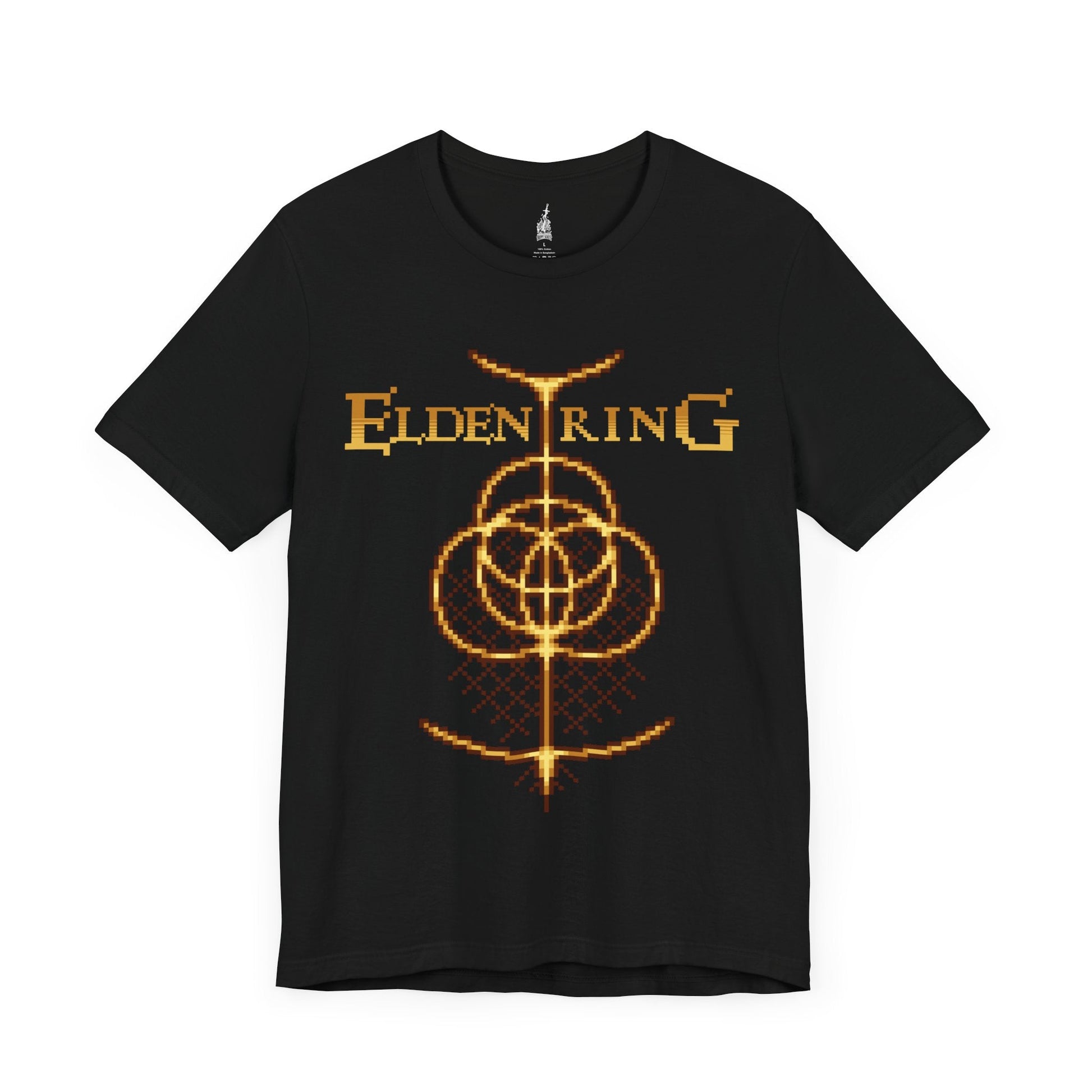 Image number 3 of a Black T-shirt featuring an iconic design from Elden Ring, capturing the game’s classic elements in a nostalgic pixel art style, perfect for fans who love a vintage gaming aesthetic.