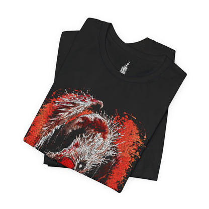 Folded T-shirt featuring Decaying Dragon Ekzykes from Elden Ring, with detailed artwork showcasing the dragon's rotting majesty, designed for Tarnished adventurers facing corrupted beasts on their quest to become Elden Lord.