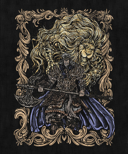 Concept Art of Elden Ring Godfrey First Elden Lord. Godfrey, the First Elden Lord, was the greatest warrior of the Lands Between, chosen by Queen Marika the Eternal to be her consort and champion of the Golden Order. Before his ascension, he was known as Hoarah Loux, a savage and bloodthirsty warlord who reveled in battle. To temper his violent nature and mold him into a noble ruler, Marika bound him to Serosh, a spectral lion who served as his Beast Regent.