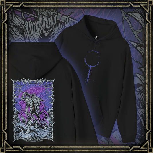 Thumbnail of a Elden Ring Nightreign Hooded Sweatshirt featuring Heolstor the Nightlord, the cursed knight who rose alone from a grave of fallen warriors. Now master of the Night’s Tide, he summons abominations and champions from other worlds to spread darkness across the Lands Between. This design embodies the despair, power, and myth of one of the game’s most fearsome lords.