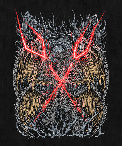 Artwork of Elden Ring Lichdragon Fortissax. In Elden Ring, Fortissax is a Lichdragon who forged a pact with Godwyn in an attempt to defy death itself. Once noble, he became twisted by Deathroot while trying to save a fallen friend. Found in Fia’s dream, Fortissax is a powerful echo of a dying age—where even immortality carries the stench of decay and sorrow.