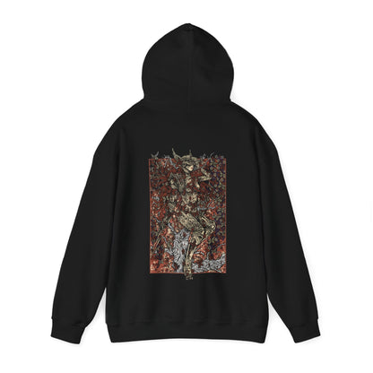 Image number 4 of a Hooded Sweatshirt featuring Malenia, Blade of Miquella from Elden Ring in a grim design, showcasing her formidable presence, iconic prosthetic arm, and deadly grace, perfect for fans who admire her relentless strength and tragic story in the Lands Between.