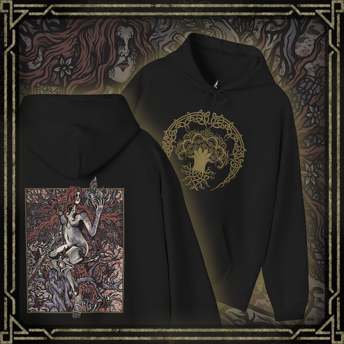 Thumbnail of a Hooded Sweatshirt featuring Malenia, Goddess of Rot from Elden Ring, designed for Tarnished adventurers in the Lands Between aiming to become Elden Lord, showcasing the power and allure of the Rot.