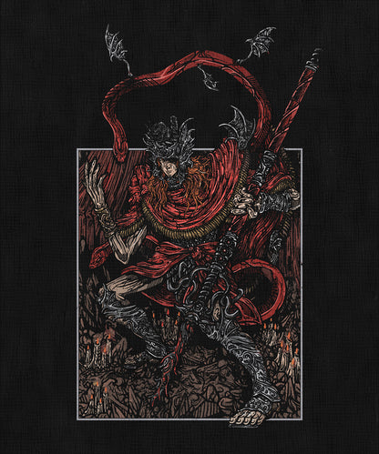 Concept Art of Elden Ring Messmer the Impaler Grim. Messmer the Impaler is a formidable Demigod Boss in Shadow of the Erdtree. He leads a brutal crusade against the Hornsent people, destroying their Divine Beasts and ravaging the Tower Settlement with fire. It is later revealed that he is the secret son of Queen Marika, abandoned and left to fade away in the Land of Shadow.