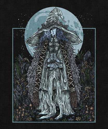 Concept Art of Elden Ring Ranni the Witch Grim. In Elden Ring, Ranni the Witch is a powerful demigod who seeks to break free from the influence of the Greater Will. By discarding her flesh and embracing a doll form, she forges her own destiny. Ranni plays a central role in the Age of Stars, a cosmic path beyond the Erdtree’s rule.