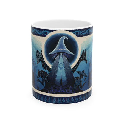 Image number 3 of a 11oz Mug featuring Ranni the Witch from Elden Ring, with a mystical design that highlights her enigmatic and powerful presence. The artwork showcases her striking blue hair, moonlit eyes, and the ethereal aura of the Night of the Black Moon, symbolizing her role in the shaping of destiny. Ideal for fans who admire Ranni’s cunning, her pursuit of freedom, and her pivotal role in the fate of the Lands Between.