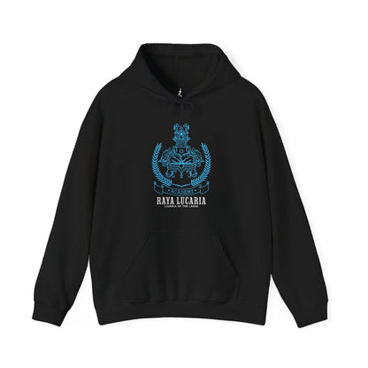 Image number 3 of a Black Hooded Sweatshirt featuring the sigil of Raya Lucaria Academy from Elden Ring, symbolizing the prestigious institution of sorcery in the Lands Between, ideal for fans drawn to the mysteries and magical lore of the academy.