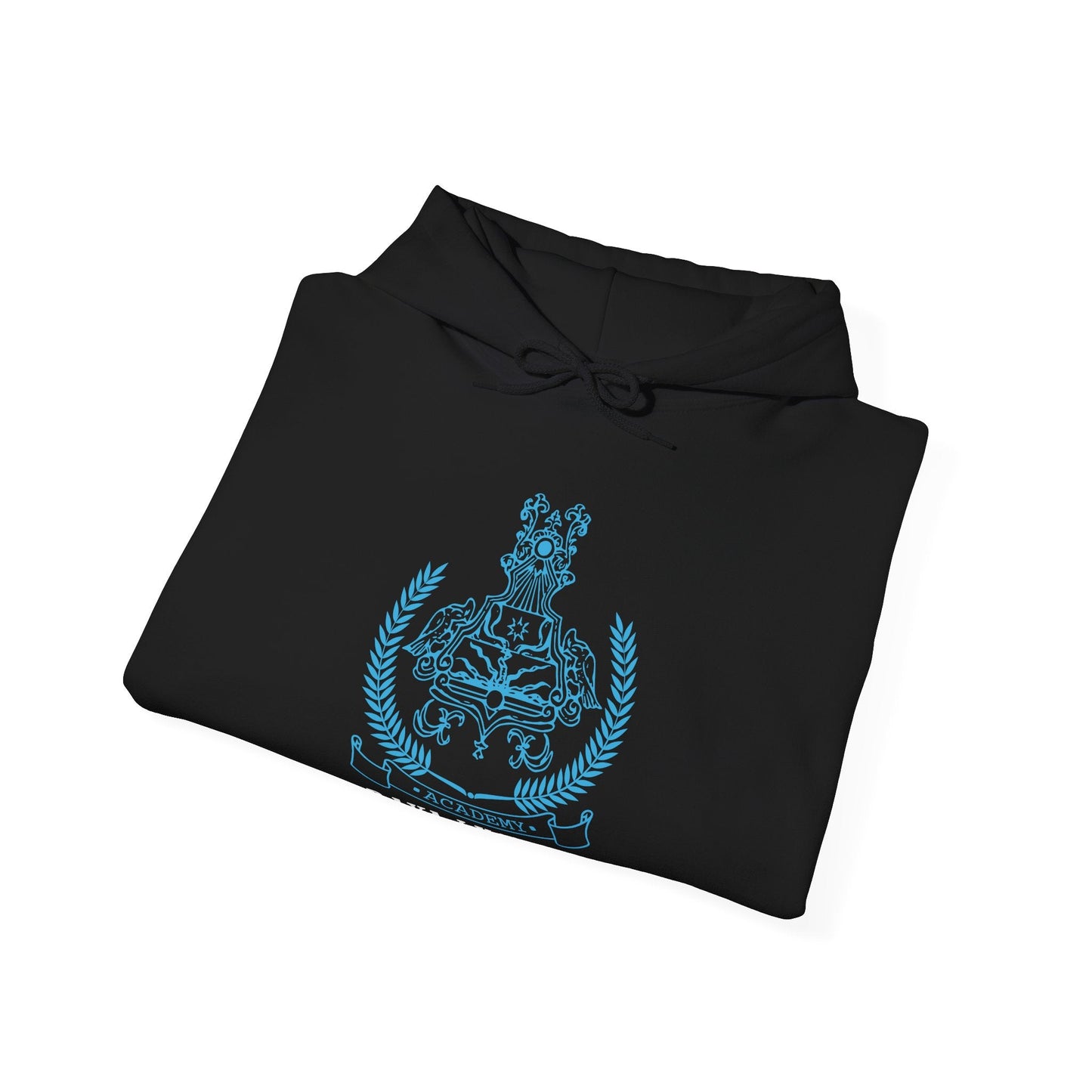 Folded Hooded Sweatshirt featuring the sigil of Raya Lucaria Academy from Elden Ring, symbolizing the prestigious institution of sorcery in the Lands Between, ideal for fans drawn to the mysteries and magical lore of the academy.