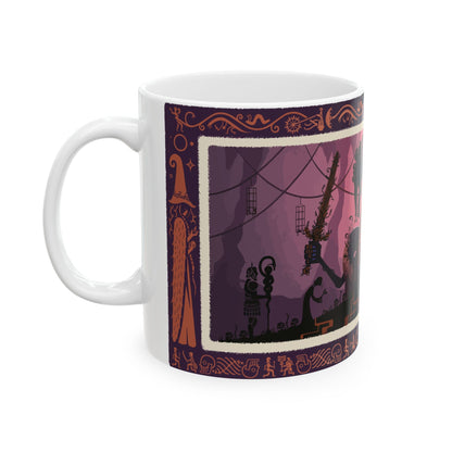 Image number 4 of a Mug featuring Rykard, Lord of Blasphemy from Elden Ring, with a dark and twisted design that reflects his fall from grace and his devotion to forbidden power. The artwork highlights his grotesque serpent form, his regal yet corrupted armor, and the eerie aura of the Blasphemous Serpent God, making it a perfect tribute for fans who are drawn to his dark, rebellious nature and tragic ambition in the Lands Between.