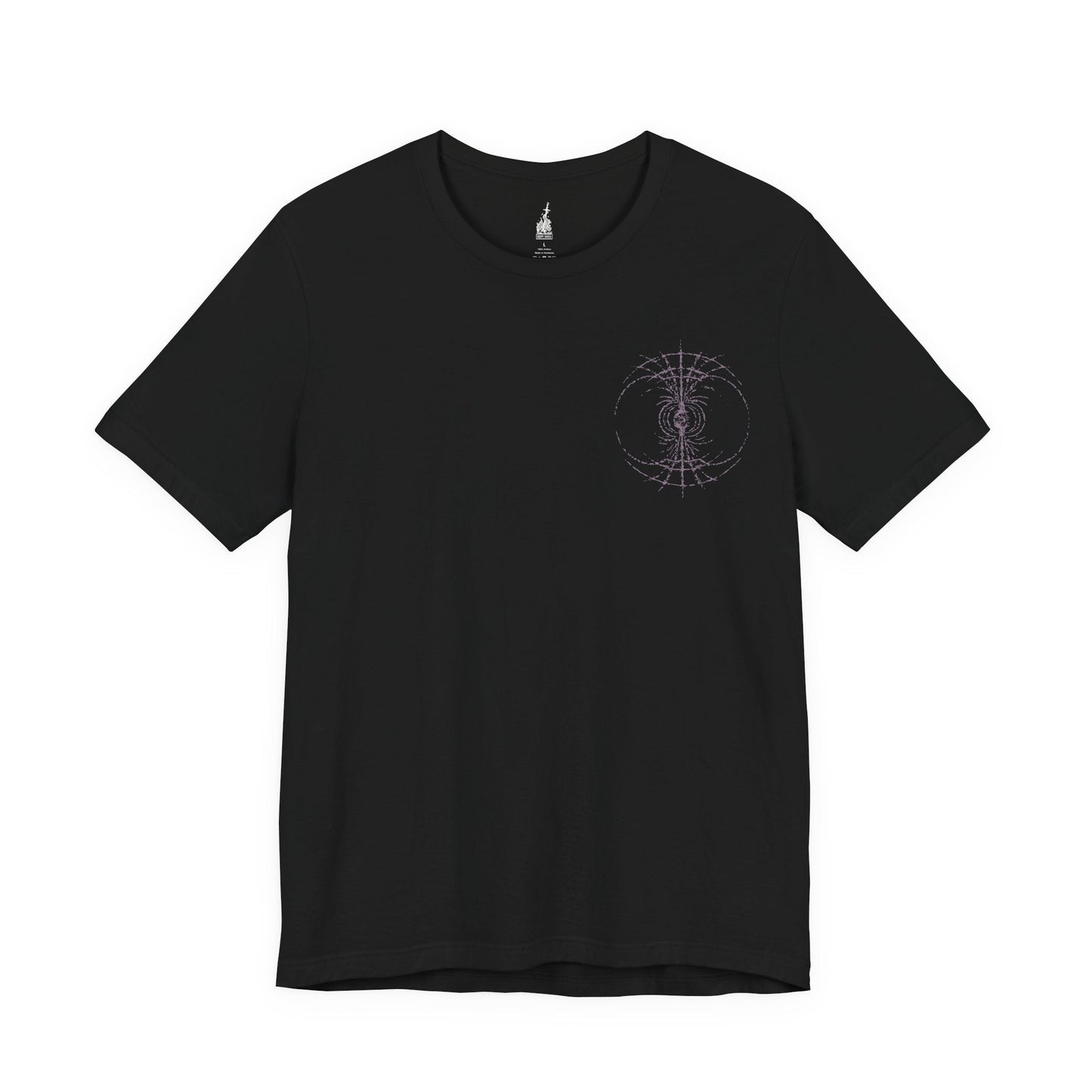 Image 3 of a Black T-shirt featuring Starscourge Radahn from Elden Ring, the towering demigod general who commands gravitational magic and rides his tiny steed, Leonard. Wielding twin greatswords and clad in scarred red armor, Radahn defies cosmic forces and madness alike. This design captures his legendary strength and tragic descent beneath the blood-red sky of Caelid.