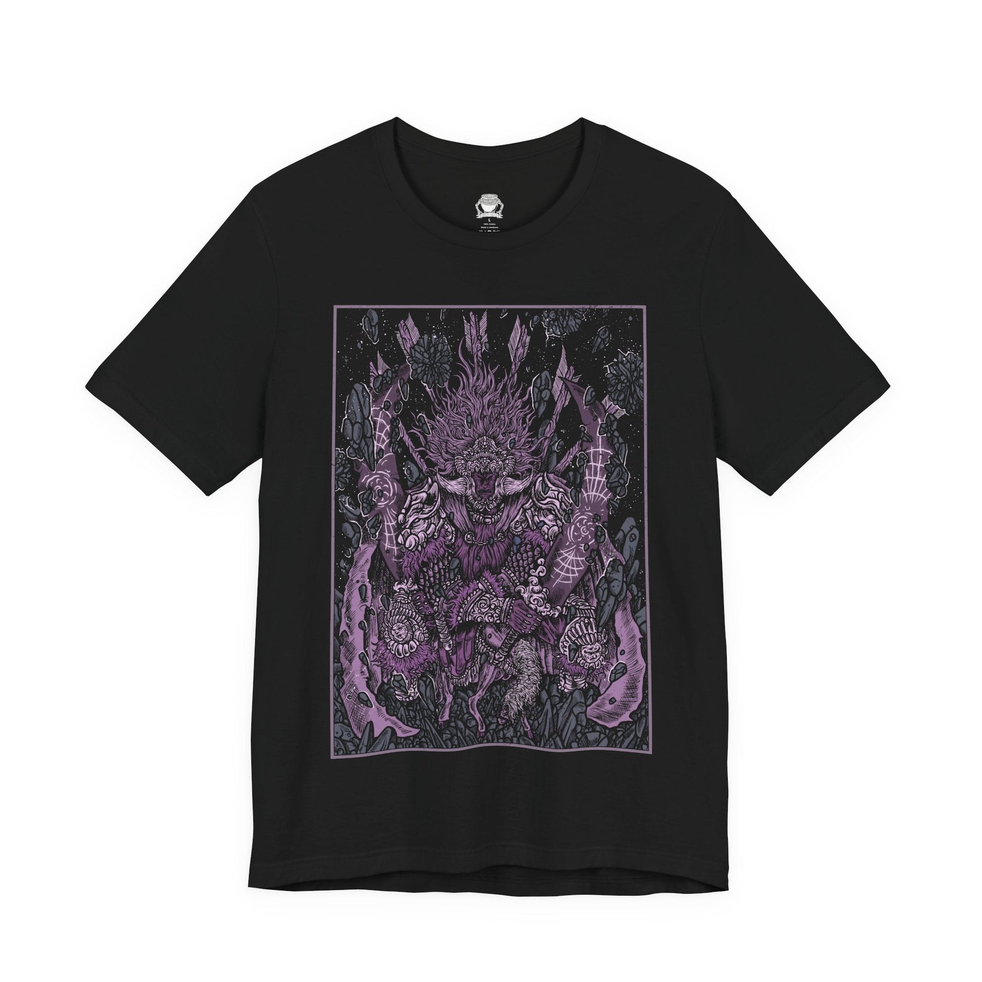 Image 4 of a T-shirt featuring Starscourge Radahn from Elden Ring in a grim design, showcasing his towering presence, gravity-defying power, and tragic backstory, perfect for fans who revere his status as one of the most formidable and iconic bosses in the Lands Between.