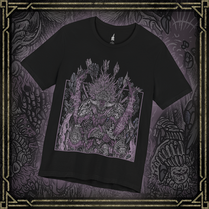 Thumbnail of a T-shirt featuring Starscourge Radahn from Elden Ring in a grim design, showcasing his towering presence, gravity-defying power, and tragic backstory, perfect for fans who revere his status as one of the most formidable and iconic bosses in the Lands Between.